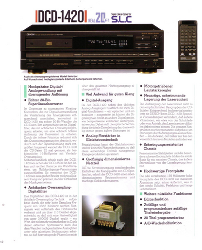Denon Compact Disc CD Player DCD-3520 DCD-1420 DCD-820 Catalog Brochure - GERMAN  (PDF) (E-BOOK)